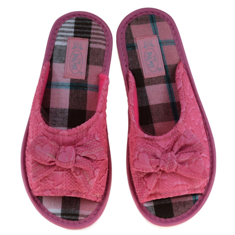 Kapcie damskie domowe PAMI DOG 136 różowe z kokardką – wygodne pantofle polskiej marki (4).jpg