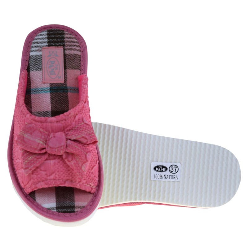 Kapcie damskie domowe PAMI DOG 136 różowe z kokardką – wygodne pantofle polskiej marki (6).jpg