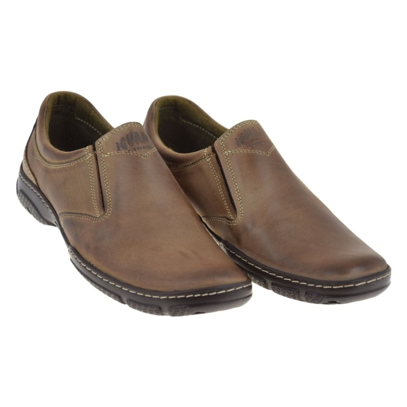 Mokasyny męskie skórzane brązowe slip-on – Iguana Lider 422A-95-P, wygodne półbuty (2).jpg