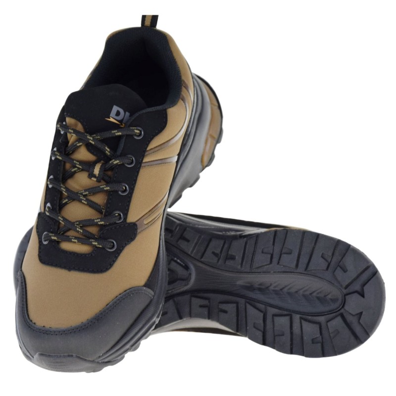 Buty trekkingowe męskie softshell, wodoodporne, czarne – DK 15507, antypoślizgowa podeszwa, widok z boku (5).jpg