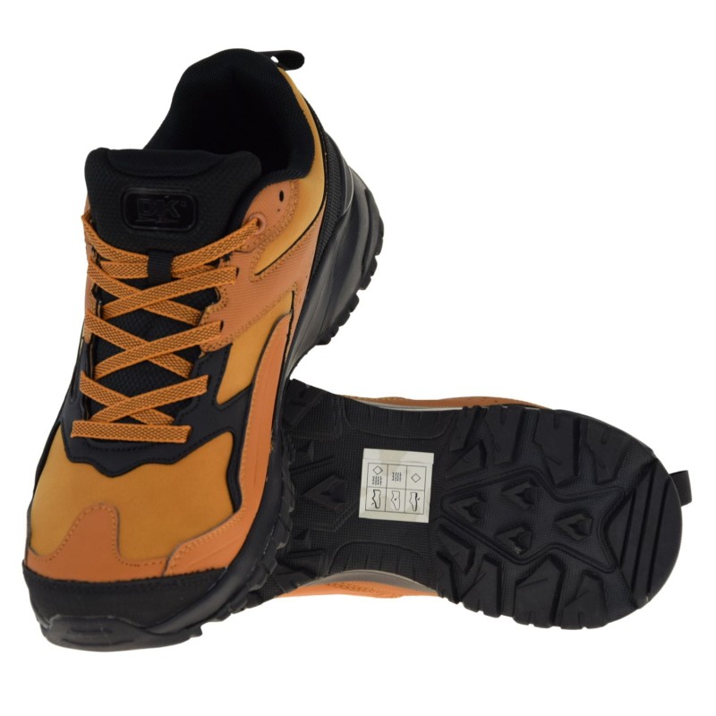 Męskie buty trekkingowe camel – sneakersy DK XR-3805, skóra ekologiczna nubuk, sznurowane, antypoślizgowa podeszwa (5).jpg