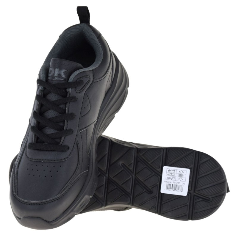 czarne sneakersy damskie DK 231205 z ekoskóry, lekkie buty damskie do pracy i na spacer (5).jpg