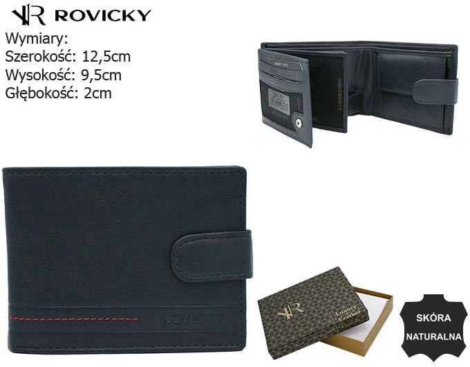 Portfel skórzany męski granatowy RFID ROVICKY R-N992L-GAT widok z przodu (2).webp