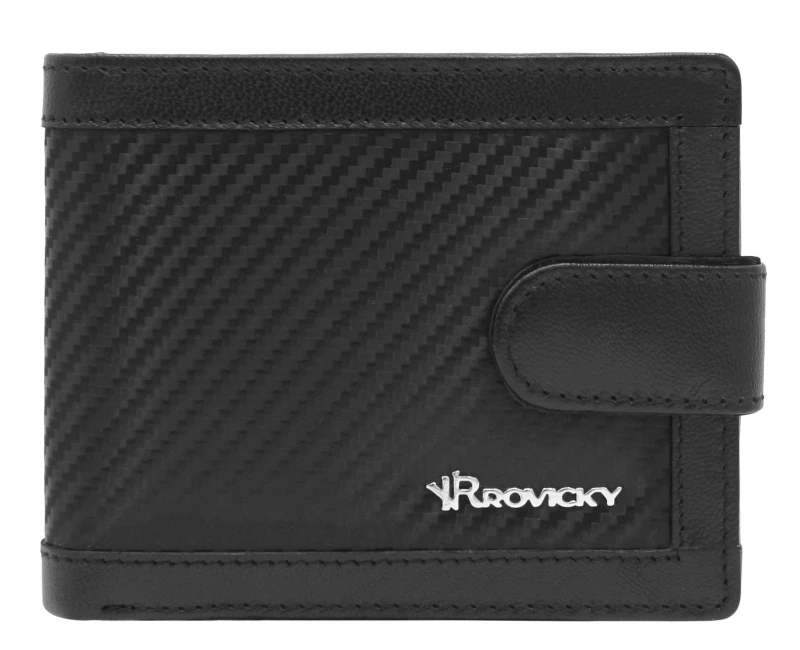 Portfel męski skórzany czarny z ochroną RFID Rovicky R-24-06L-CF widok z przodu (1).webp