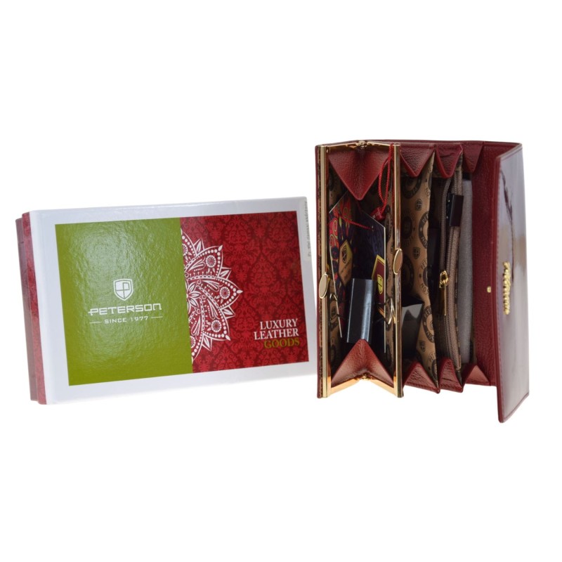Portfel damski Peterson PTN BS-466 SN-RED skóra naturalna czerwony z biglem na bilon (5).jpg