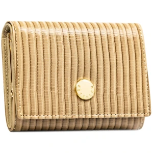 Portfel damski skórzany mały beżowy RFID na bilon | Peterson PTN PS445-CRV