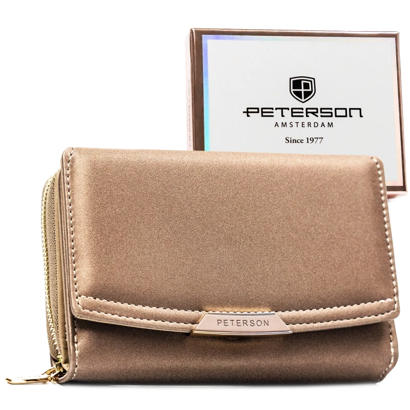 Portfel damski fioletowy RFID ze skóry ekologicznej Peterson PTN 001-HN6 – widok z przodu (2).webp