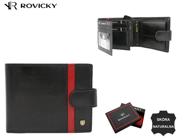 portfel męski skórzany RFID czarny z czerwonym paskiem Rovicky 22320L-RVTP (1).webp