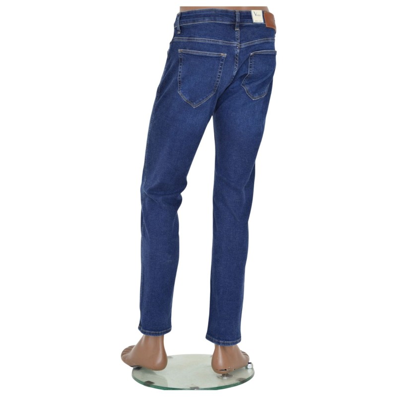 Jeansy męskie granatowe VENTANA 970-076 – prosta nogawka, 5 kieszeni, guzik z logo (5).jpg