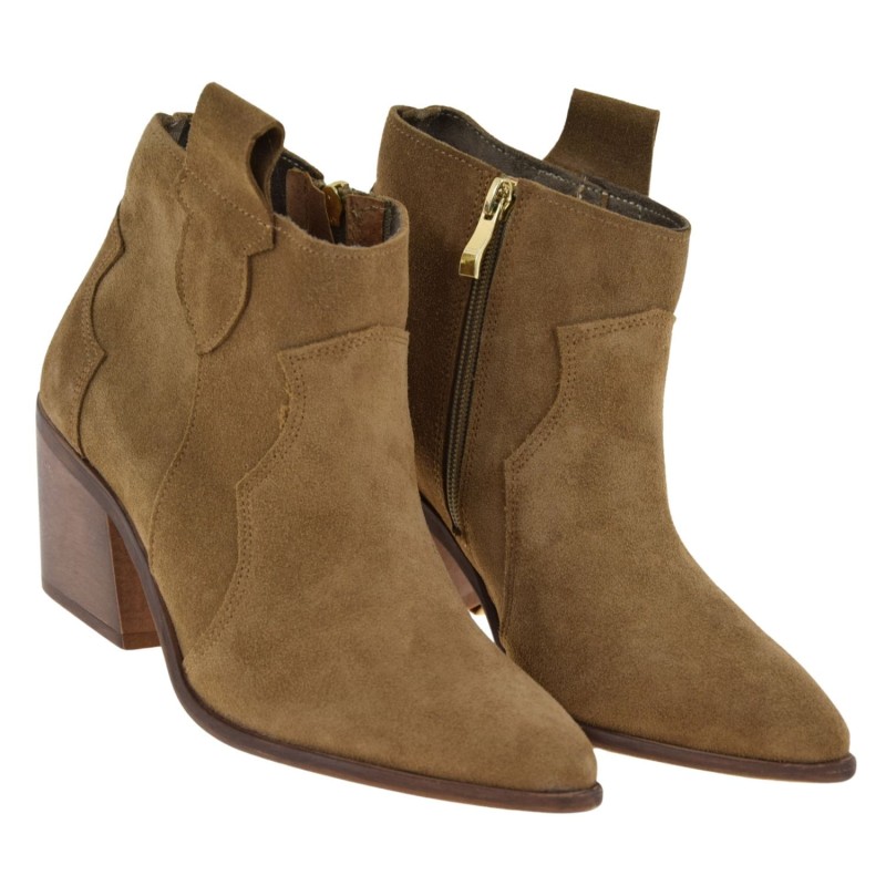 Botki kowbojki damskie brązowe NICOLE 3153 – skóra naturalna nubuk, zamek, eleganckie na słupku 7 cm (2).jpg