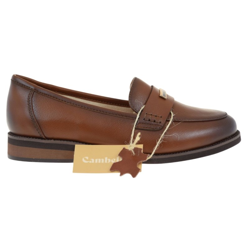 Mokasyny damskie skórzane brązowe CAMBELL 26-19381BR – loafersy wsuwane z złotą ozdobą (2).jpg