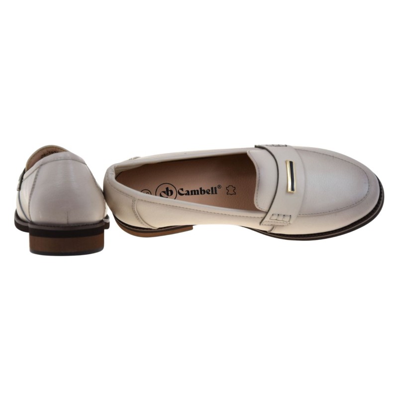 Mokasyny damskie skórzane beżowe CAMBELL 26-19381BG loafersy z ozdobą (5).jpg