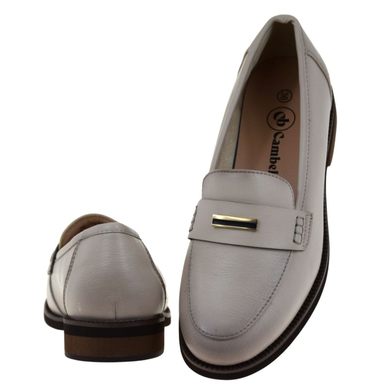 Mokasyny damskie skórzane beżowe CAMBELL 26-19381BG loafersy z ozdobą (6).jpg