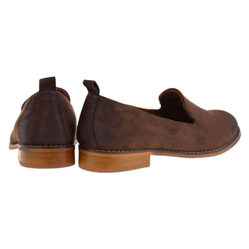 Brązowe mokasyny damskie loafersy eko zamsz POTOCKI 26-19337CHO (3).jpg