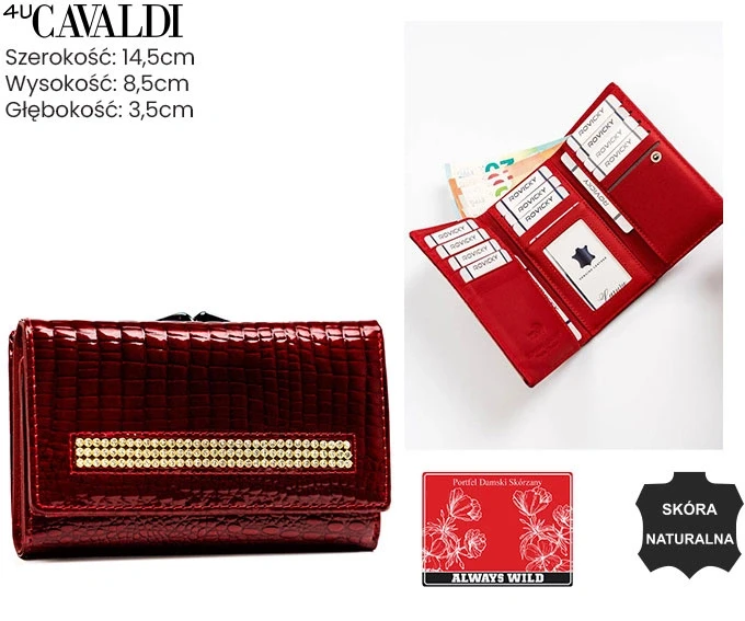Portfel damski skórzany 4U Cavaldi 55020-CRY-RS-BL RED czerwony RFID (4).webp