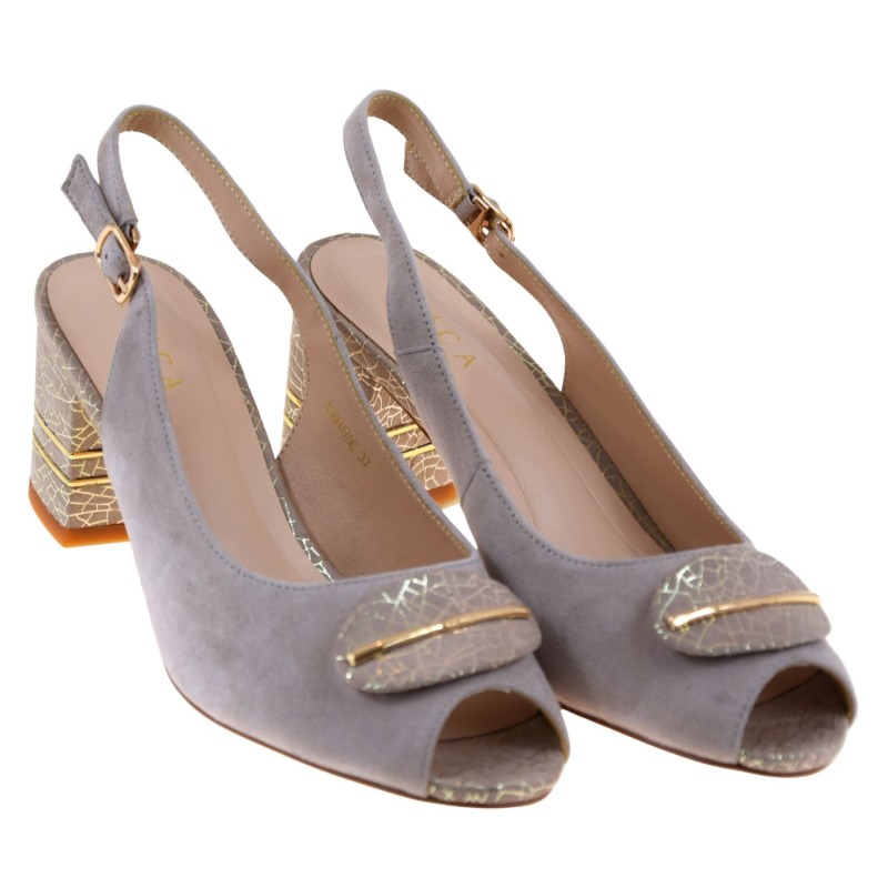 Beżowe sandały damskie ze skóry welurowej EPICA K3K360070C złote zdobienia obcas słupek (2).jpg