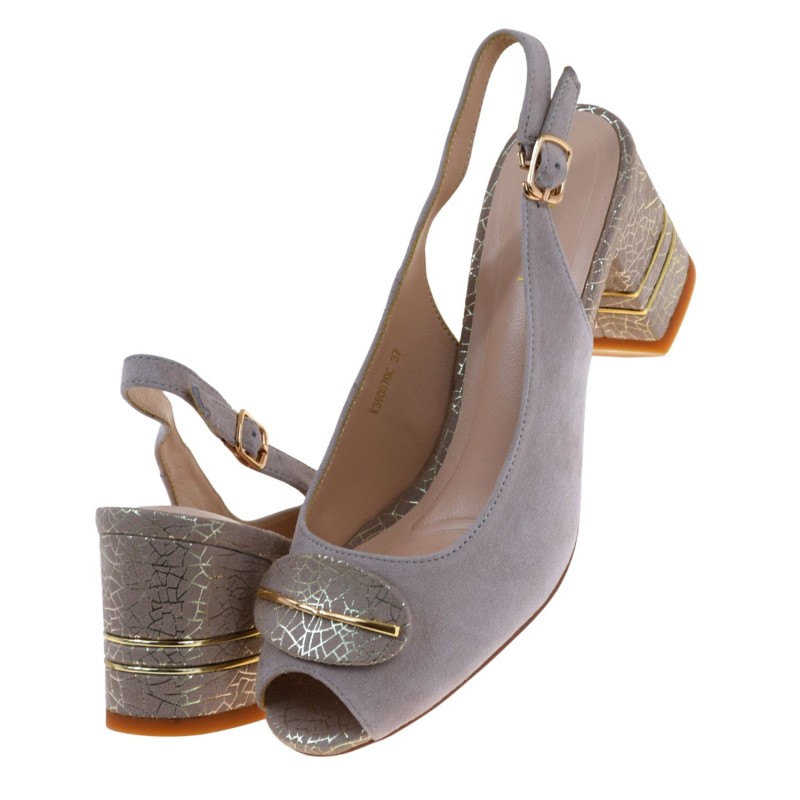 Beżowe sandały damskie ze skóry welurowej EPICA K3K360070C złote zdobienia obcas słupek (5).jpg