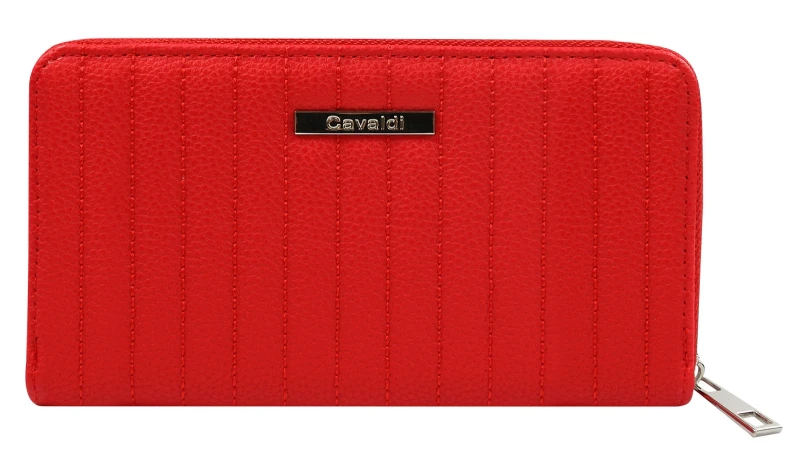 Portfel damski czerwony eko skóra 4U Cavaldi CHWJ-08-7202 Red – wnętrze i kieszeń na bilon na suwak (1).webp
