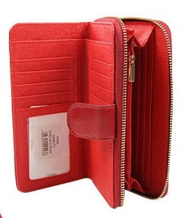 Portfel damski czerwony eko skóra 4U Cavaldi CHWJ-08-7202 Red – wnętrze i kieszeń na bilon na suwak (1).jpg