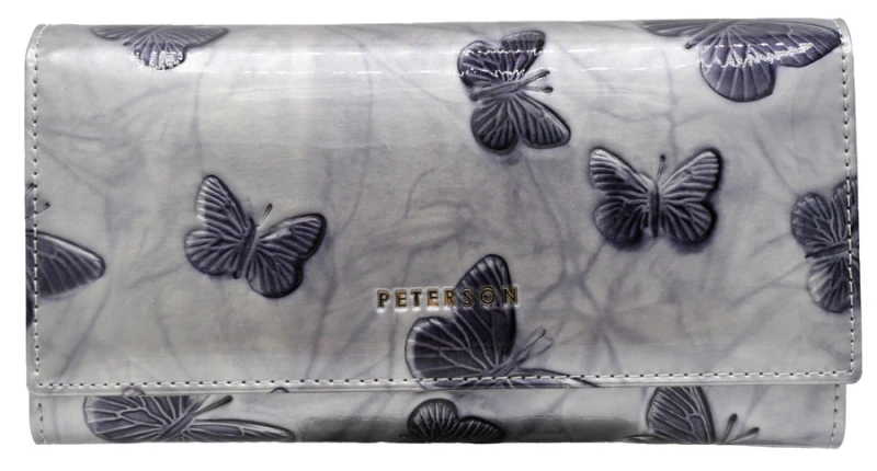 Portfel damski skórzany PETERSON PTN 42122-BF Silver srebrny RFID (1).webp