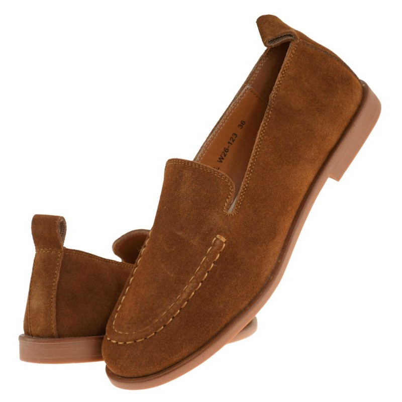 brązowe mokasyny damskie skórzane T.SOKOLSKI W26-123 loafersy z naturalnej skóry welurowej (5).jpg