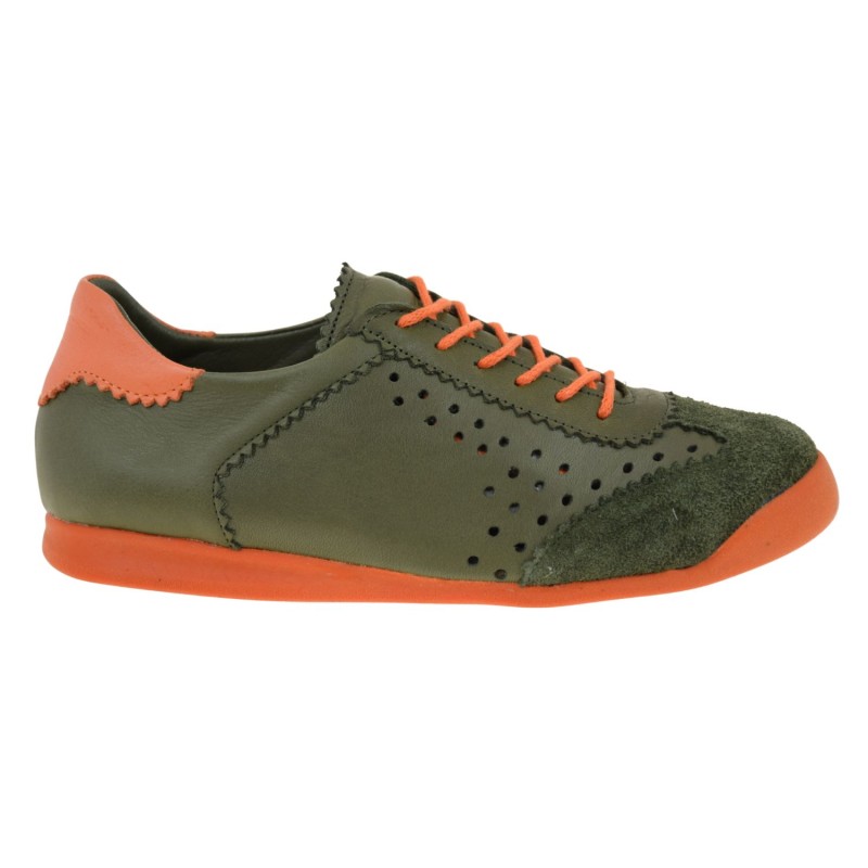 Półbuty damskie skórzane oliwkowe sneakersy RAVINI 1608 z perforacją (1).jpg