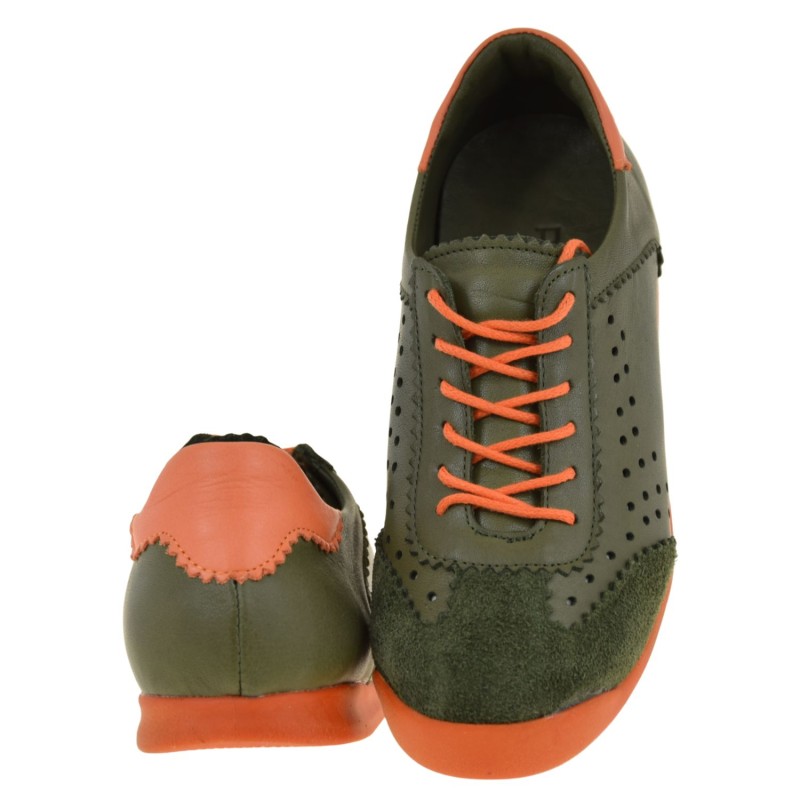 Półbuty damskie skórzane oliwkowe sneakersy RAVINI 1608 z perforacją (5).jpg
