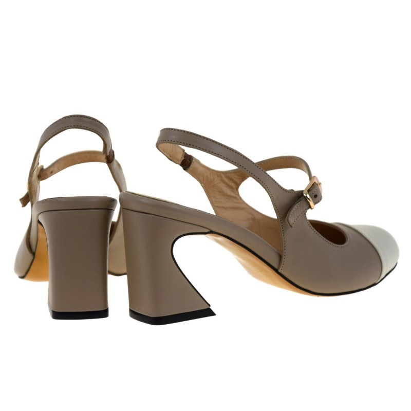 Beżowe czółenka slingback skórzane na słupku z odkrytą piętą RAVINI 3151 (3).jpg
