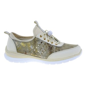 Półbuty damskie beżowo-złote lekkie wygodne sneakersy S.BARSKI GR61-5990