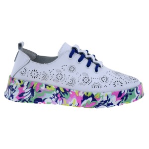 Półbuty damskie skórzane białe ażurowe na platformie S.BARSKI GR61-5972