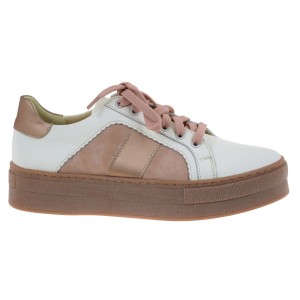 Półbuty damskie skórzane na platformie beżowe KAMPA N1372S2