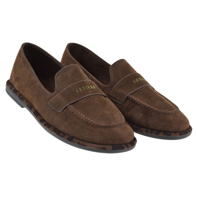 Brązowe mokasyny damskie zamszowe ARTIKER 58C1568 loafersy wsuwane (3).jpg