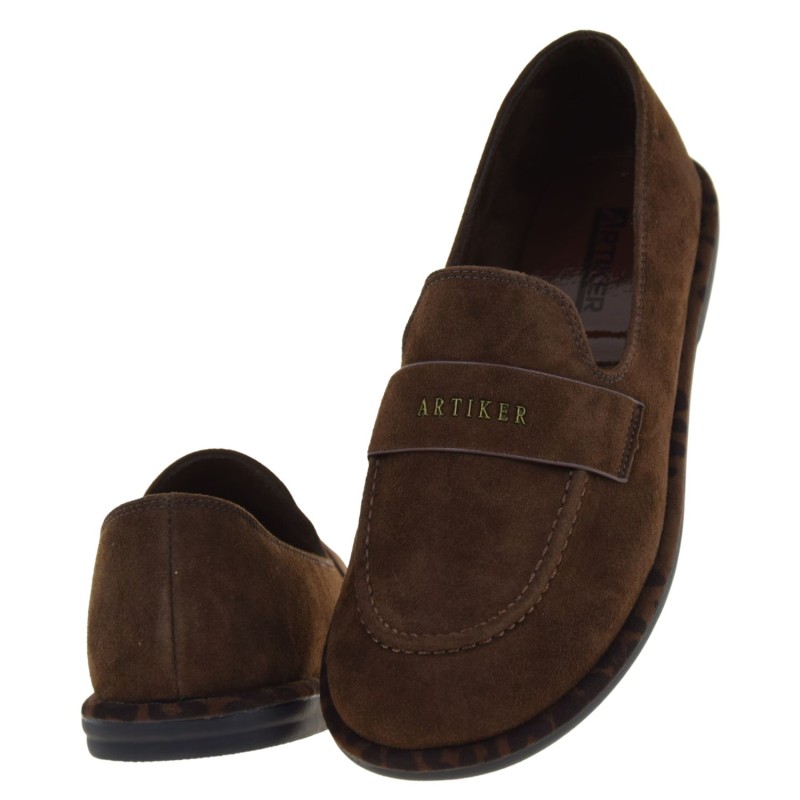 Brązowe mokasyny damskie zamszowe ARTIKER 58C1568 loafersy wsuwane (5).jpg
