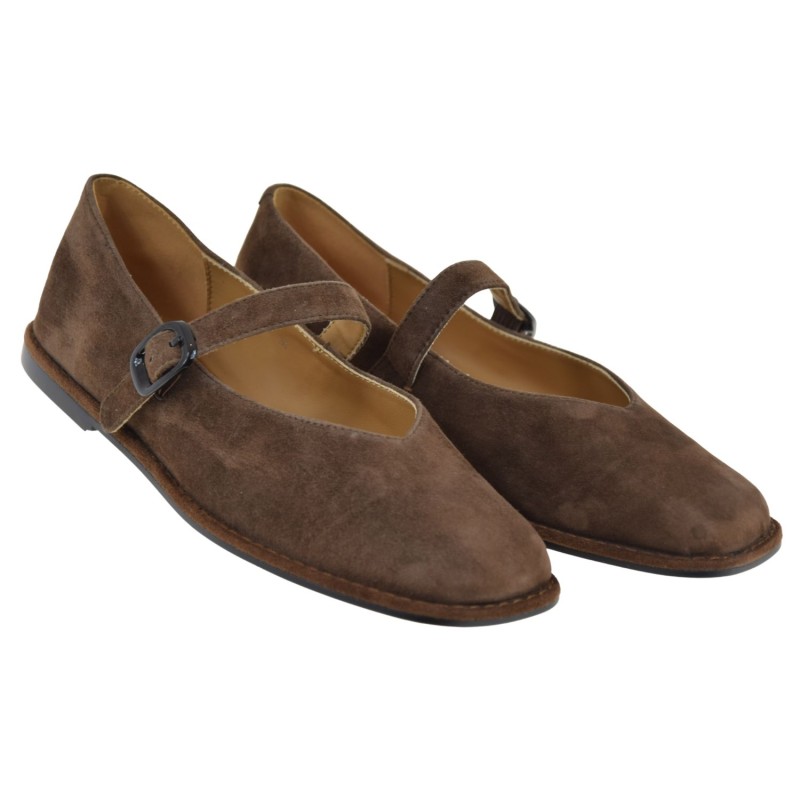 Brązowe baleriny damskie skórzane zamszowe ARTIKER 58C1451 z kwadratowym noskiem (2).jpg