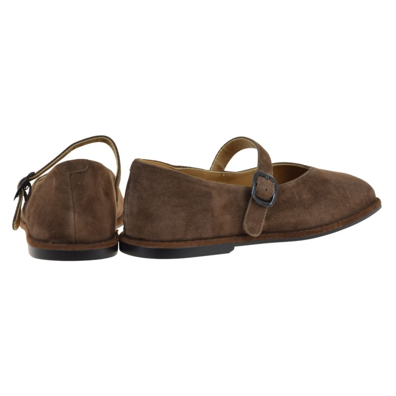 Brązowe baleriny damskie skórzane zamszowe ARTIKER 58C1451 z kwadratowym noskiem (3).jpg