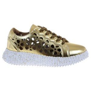 Złote półbuty damskie skórzane ażurowe eleganckie ARTIKER 56C1170