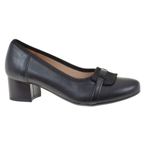 Eleganckie czółenka damskie skórzane czarne na słupku GALANT J23-5