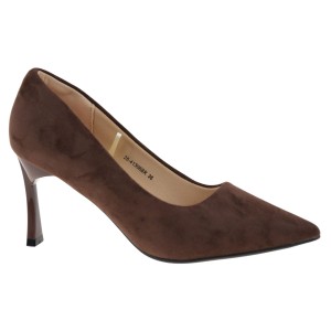 Brązowe czółenka damskie na szpilce zamszowe eleganckie POTOCKI 26-41306BR