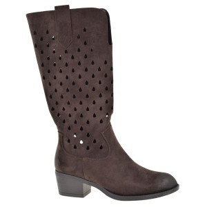 Kowbojki damskie brązowe ażurowe kozaki pod kolano POTOCKI 26-12753BR