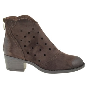 Brązowe Kowbojki Damskie Ażurowe Botki na Słupku | Potocki 26-12749