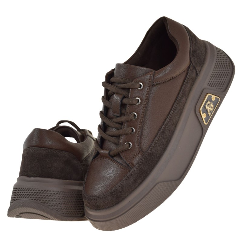 Brązowe półbuty damskie skórzane na platformie CAMBELL 26-19343BR (5).jpg