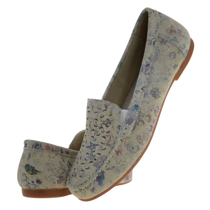 Beżowe mokasyny damskie skórzane S.BARSKI LR61-7026 loafersy z kwiatowym wzorem (5).jpg