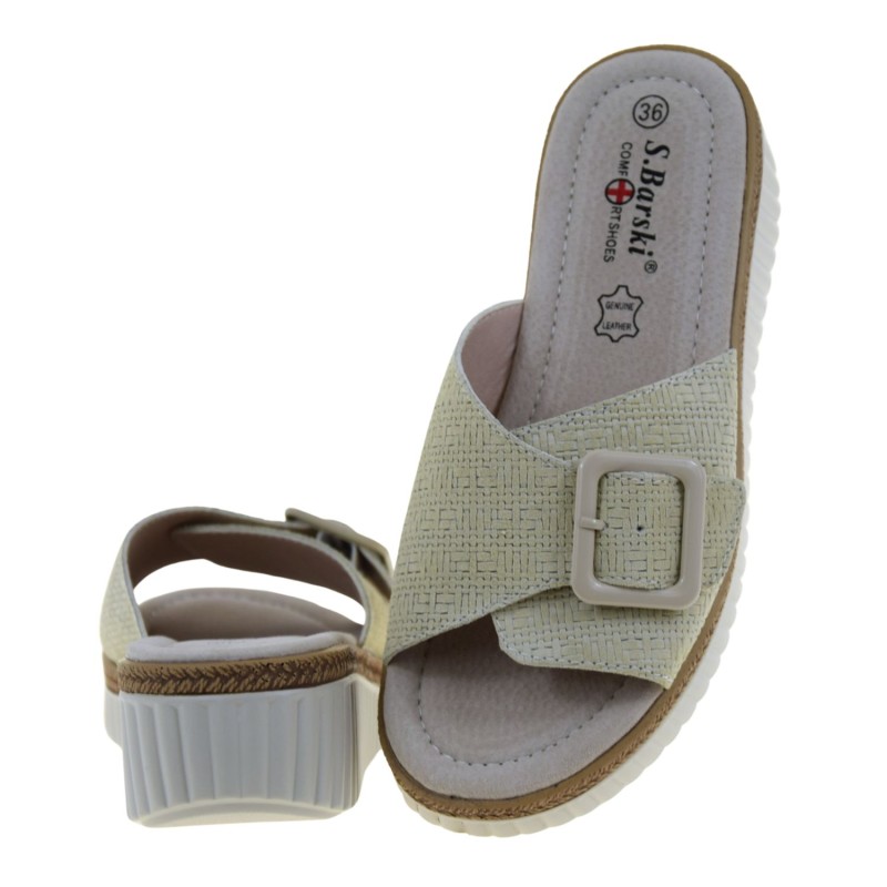 beżowe klapki damskie skórzane na koturnie S.BARSKI LR61-7002 (5).jpg