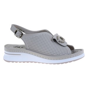 Eleganckie sandały damskie na koturnie beżowe skórzane EVENTO 9759