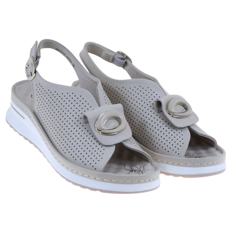 beżowe sandały damskie na koturnie skórzane EVENTO 9759 eleganckie i wygodne (2).jpg