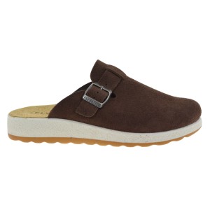 Klapki damskie skórzane zamszowe brązowe barefoot wygodne FLY FLOT 51 J83 CC