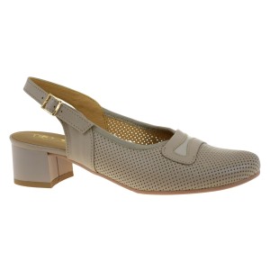 Beżowe czółenka damskie slingback skórzane na słupku - GÓRAL 2000 model 2011