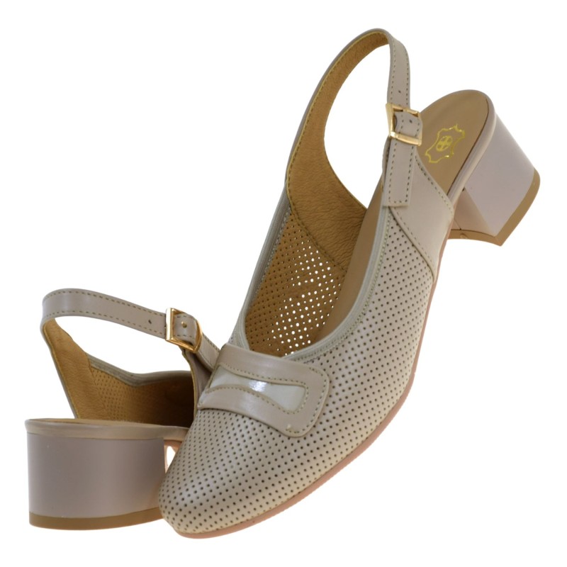 Beżowe czółenka damskie slingback skórzane na słupku GÓRAL 2000 (5).jpg