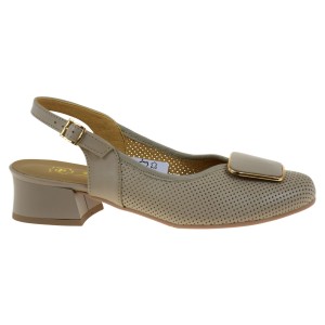 Eleganckie czółenka damskie slingback beżowe skórzane - GÓRAL 2098