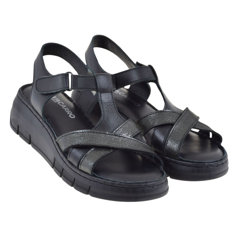 Sandały damskie skórzane czarne VACARRO 01623-11 wygodne na koturnie (2).jpg